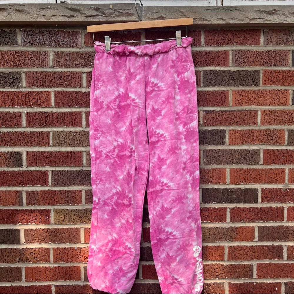 Hurley Light Pink Camouflage Print Drawstring Sweatpants Joggers